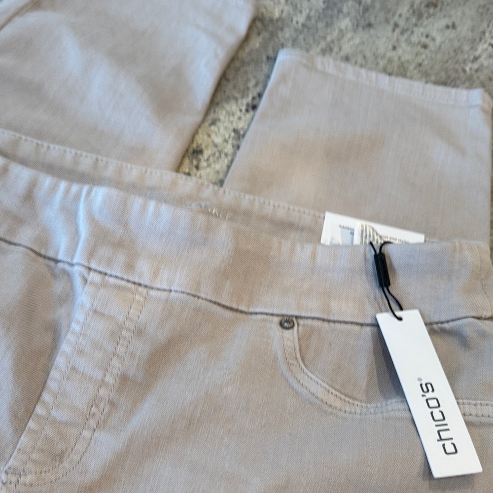 Chico's Beige Pull On Jegging Ankle Jeans Sz 2